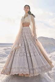 Seema gujral Nude Cream Dori Lehenga Set