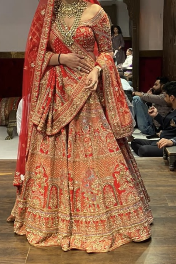 Marwar couture red bridal lehenga