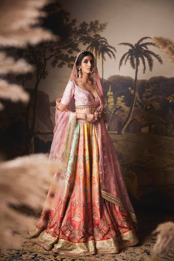 Tarun Tahiliani Multicolour Embroidered Lehenga Set