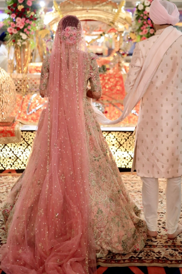 Rimple & Harpreet pink embroidered lehenga set