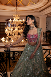 Surabhi Chopra Pink & Green lehenga