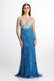 Bhawna Rao Blue Italian Tulle Shaded Gown