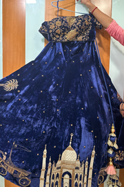 Gazal Gupta blue velvet lehenga