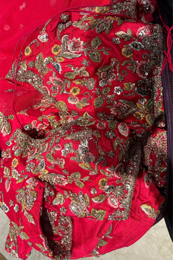 Dolly J red embroidered lehenga set