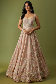 ANUSHREE REDDY Pink Organza Embroidered Gown