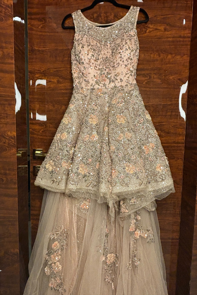 Dolly J pink embroidered gown