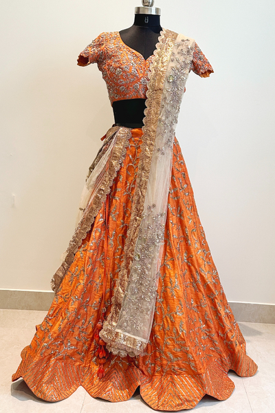 Jayanti Reddy Orange embroidered Lehenga