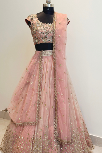 Mrunalini Rao Blush Pink Tulle Lehenga