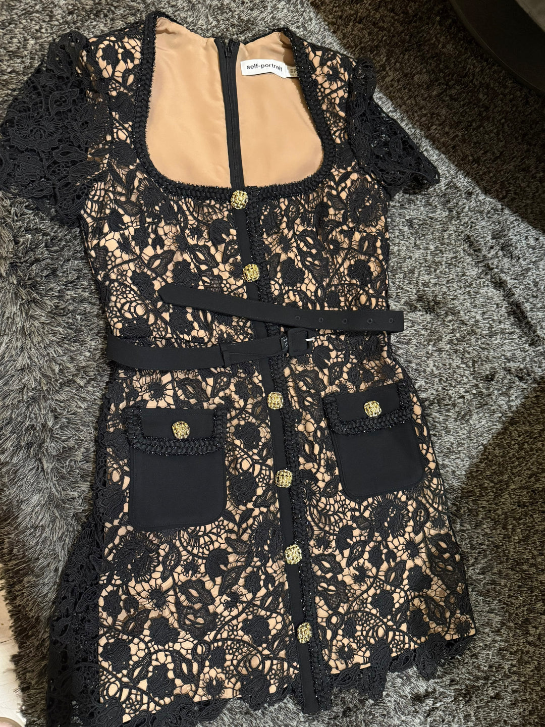 Self Portrait Guipure Lace Mini Dress