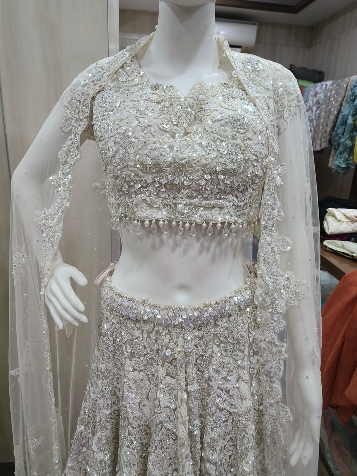 Seema Gujral Ivory Embellished Bridal Lehenga Set