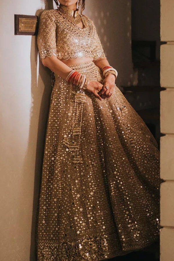 Abhinav Mishra GOLDEN EMBELLISHED LEHENGA SET