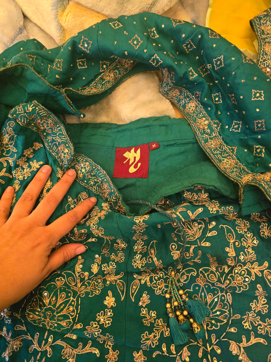 Ritu Kumar Emerald Usbeg Ari Lehenga Set