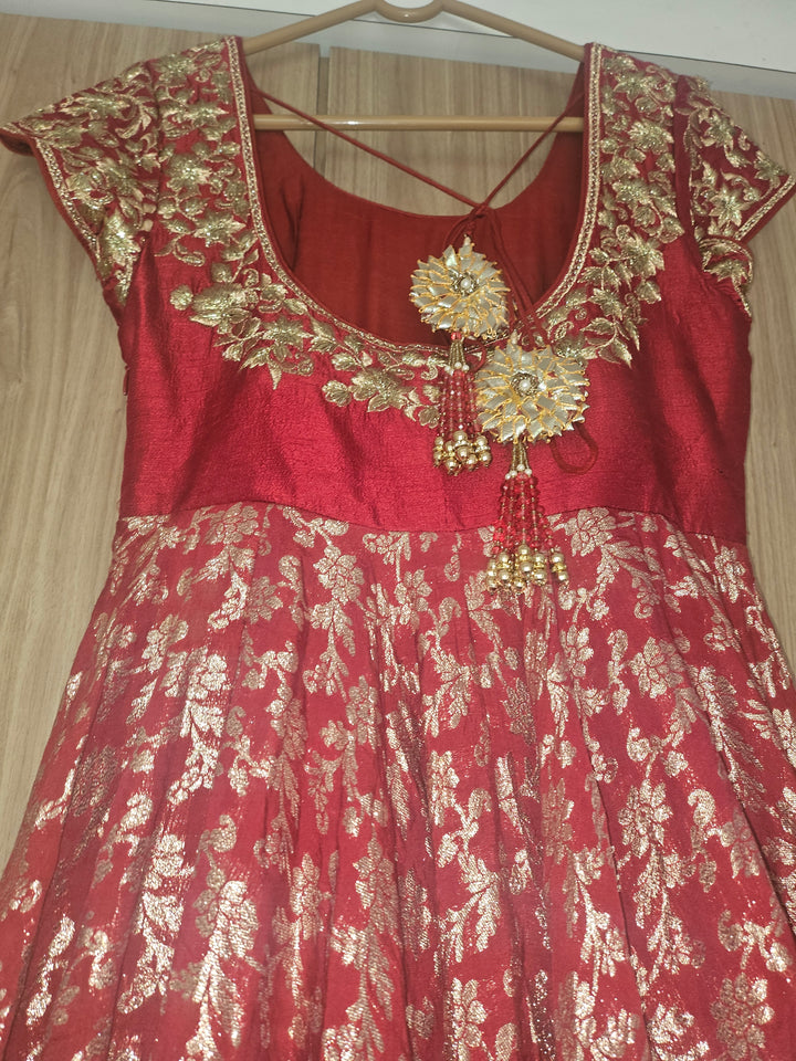 Vikram Phadnis Red Embroidered Anarkali Set