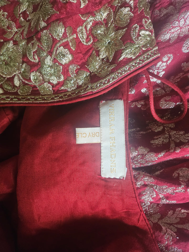 Vikram Phadnis Red Embroidered Anarkali Set