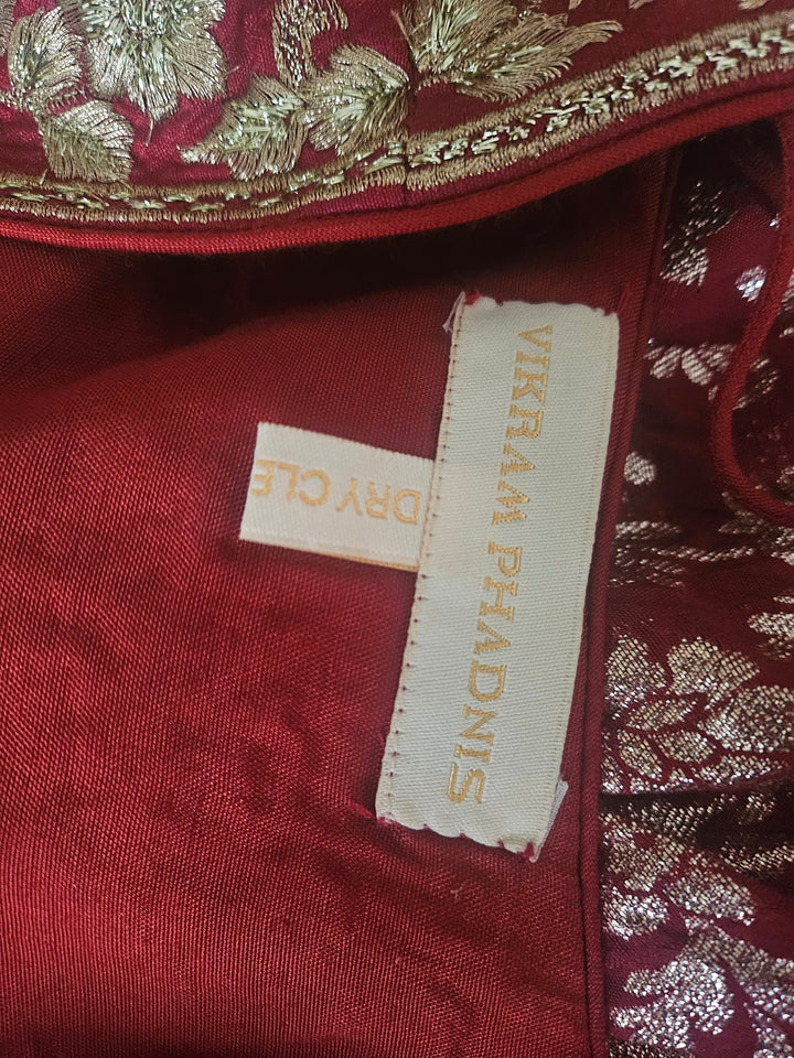 Vikram Phadnis Red Embroidered Anarkali Set