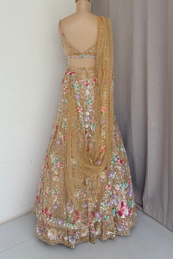 Champagne Gold Floral Lehenga set