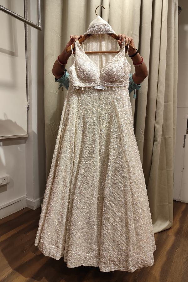 Ivory embellished lehenga set