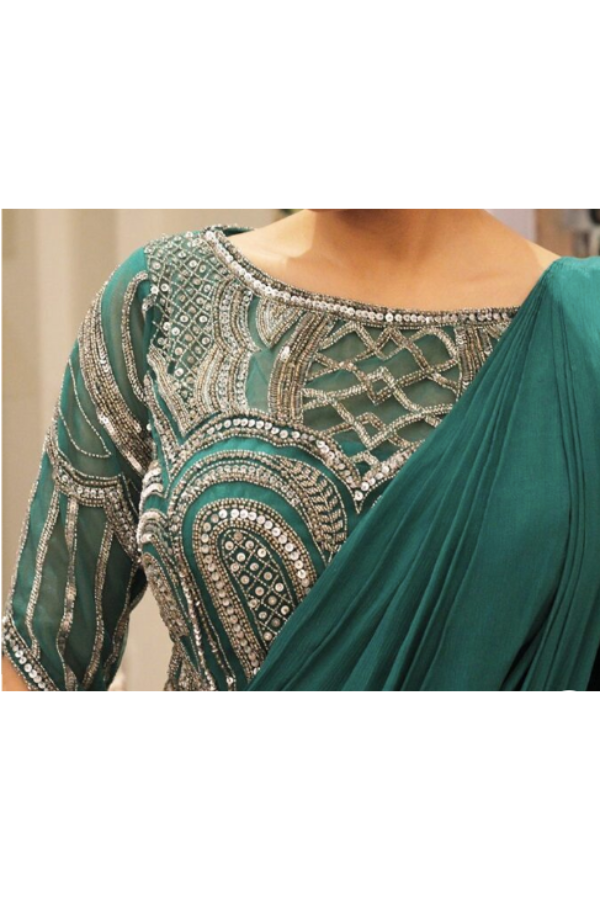 Embellished pre stitched saree