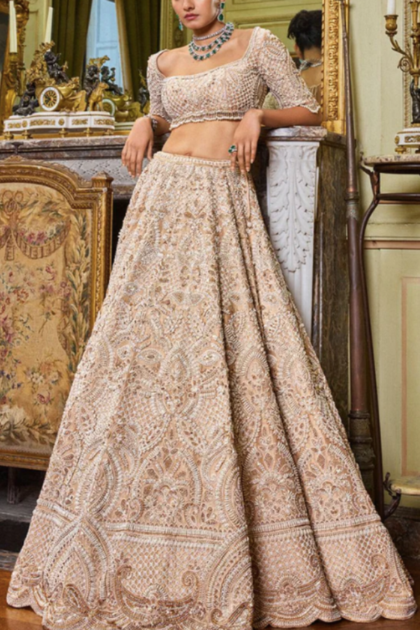 Pink embroidered lehenga set