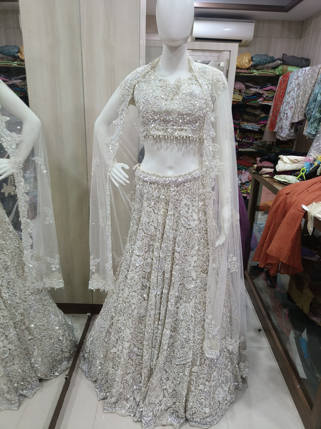 Seema Gujral Ivory Embellished Bridal Lehenga Set