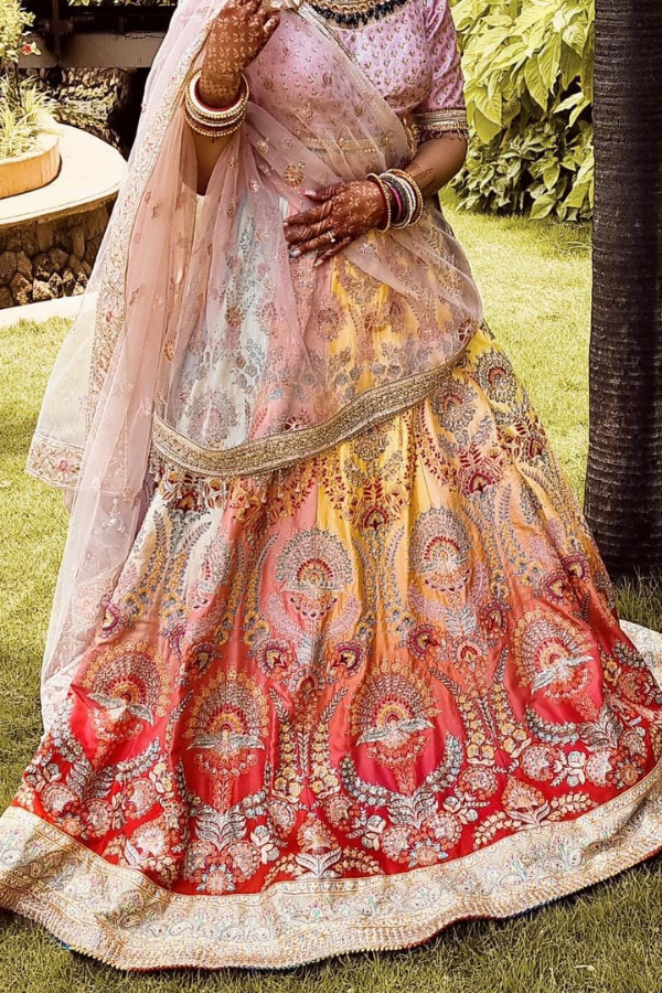 Tarun Tahiliani Multicolour Embroidered Lehenga Set