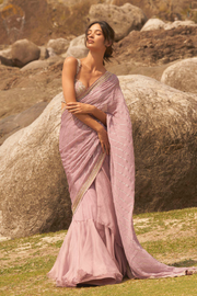 Anushree reddy PINK CHIFFON SAREE SET