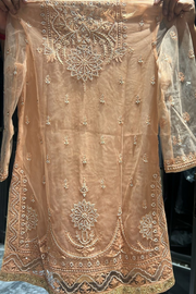 Tarun Tahiliani peach embroidered sharara set