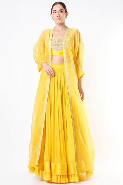 Ridhi Mehra yellow lehenga & cape set