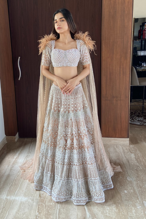 Falguni Shane peacock beige lehenga