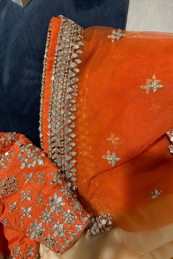 Abhinav Mishra orange embellished lehenga set