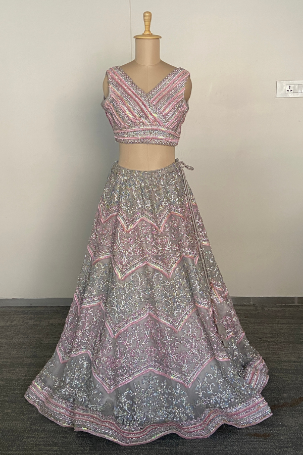 Rose tinted Shimmer lehenga set