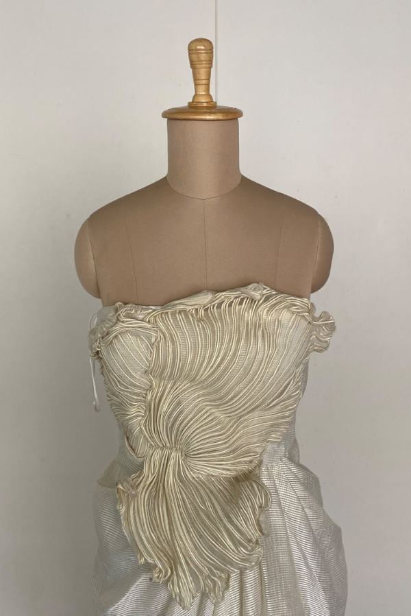 Amit Aggarwal Ivory strapless draped gown