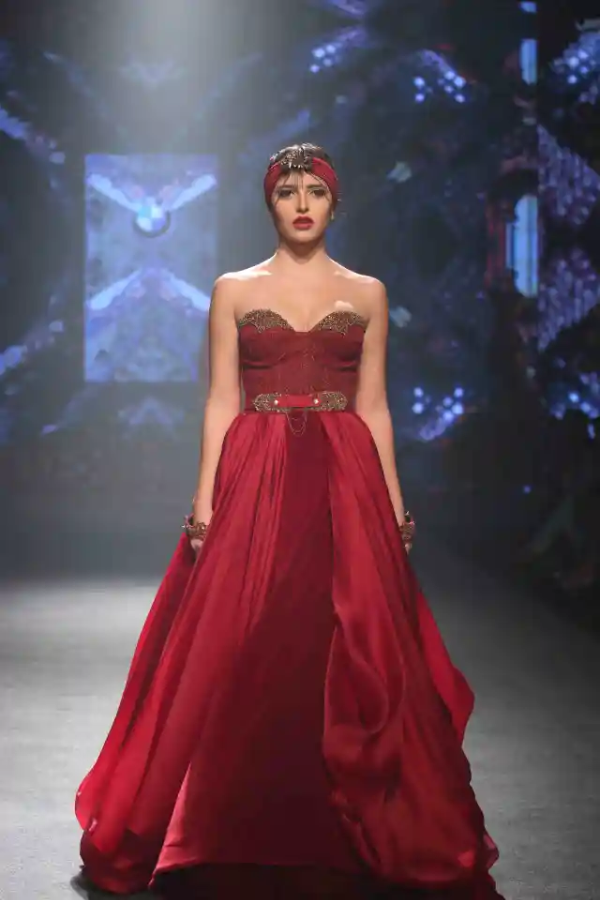 Shantanu & Nikhil Red Sweetheart Gown