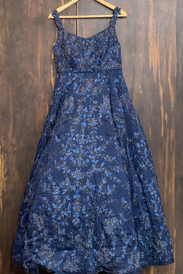 Varun Chakkilam Sapphire blue floral gown