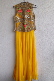 Arpita mehta Mango yellow gown with mirror work jacket