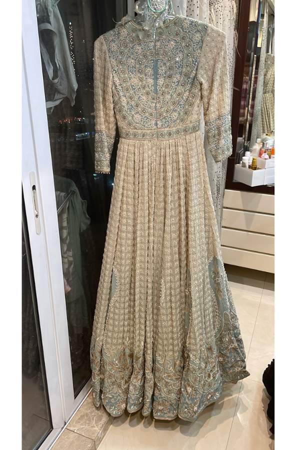 Tarun Tahiliani Mint embroidered kalidar anarkali set