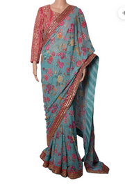 PAULMI & HARSH Jungle Print Hand Highlighted Saree