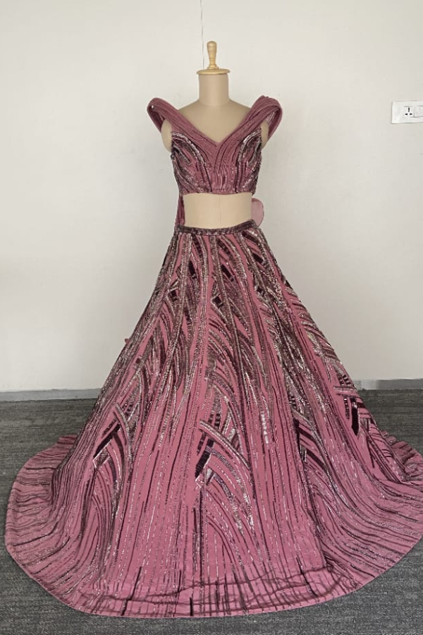 Mauve Cascade lehenga set