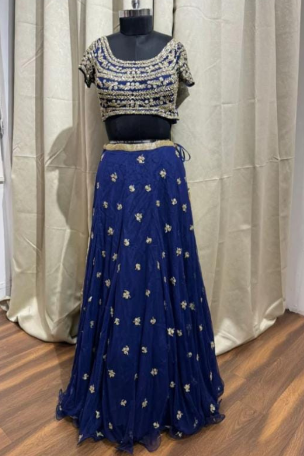 Blue Embroidered lehenga set
