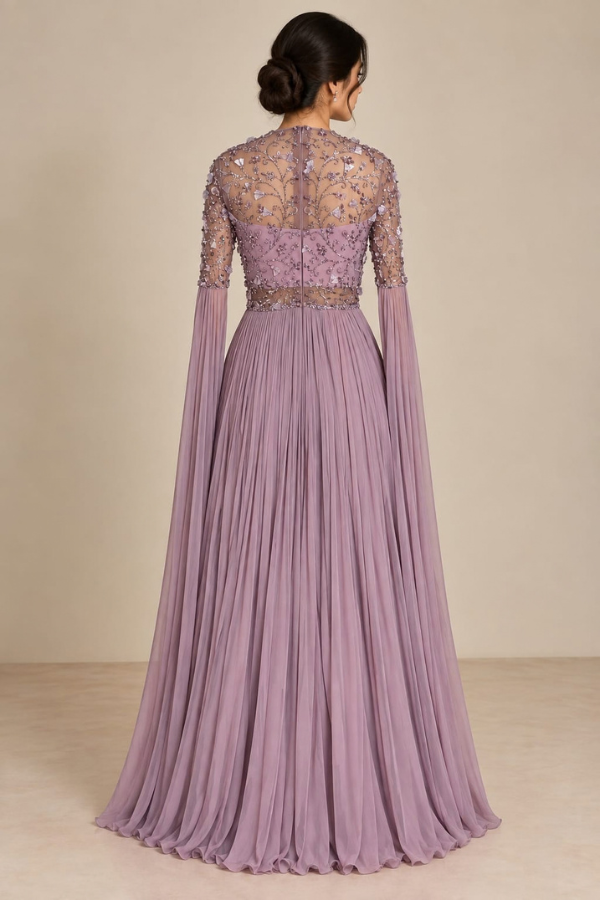 lavender crystal cascade gown