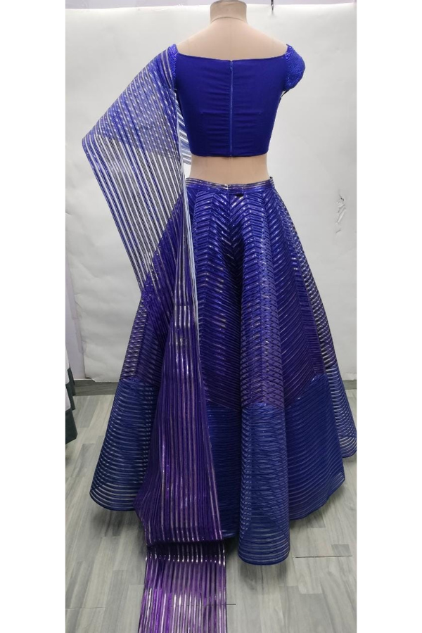 Amit Aggarwal blue striped lehenga