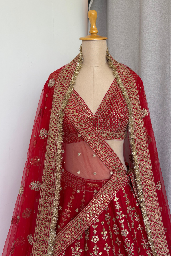 Red Zardosi Bridal Lehenga set