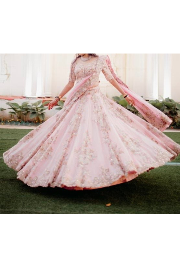 Anamika Khanna Pink embroidered lehenga