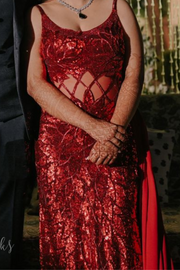 Nikhita Tandon red sequinned gown