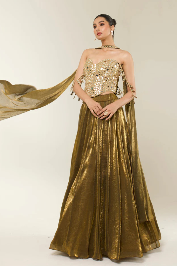 Mirror Work Corset lehenga