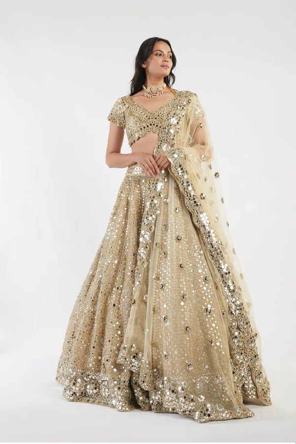 Abhinav Mishra GOLDEN EMBELLISHED LEHENGA SET