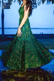 Amit Aggarwal metallic green gown