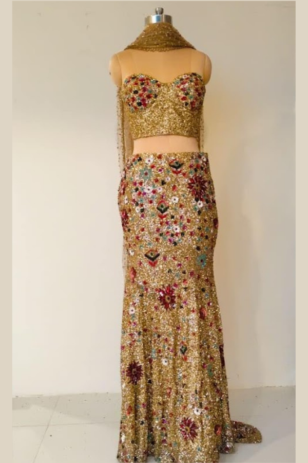 SEQUENCED FISH CUT LEHENGA SET