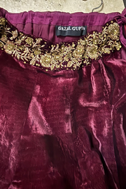 Gazal Gupta velvet wine embroidered lehenga set