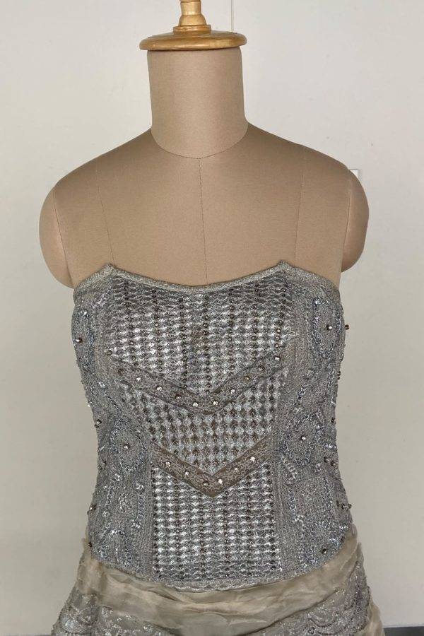 Jade By MionChampagne ivory embellished gown